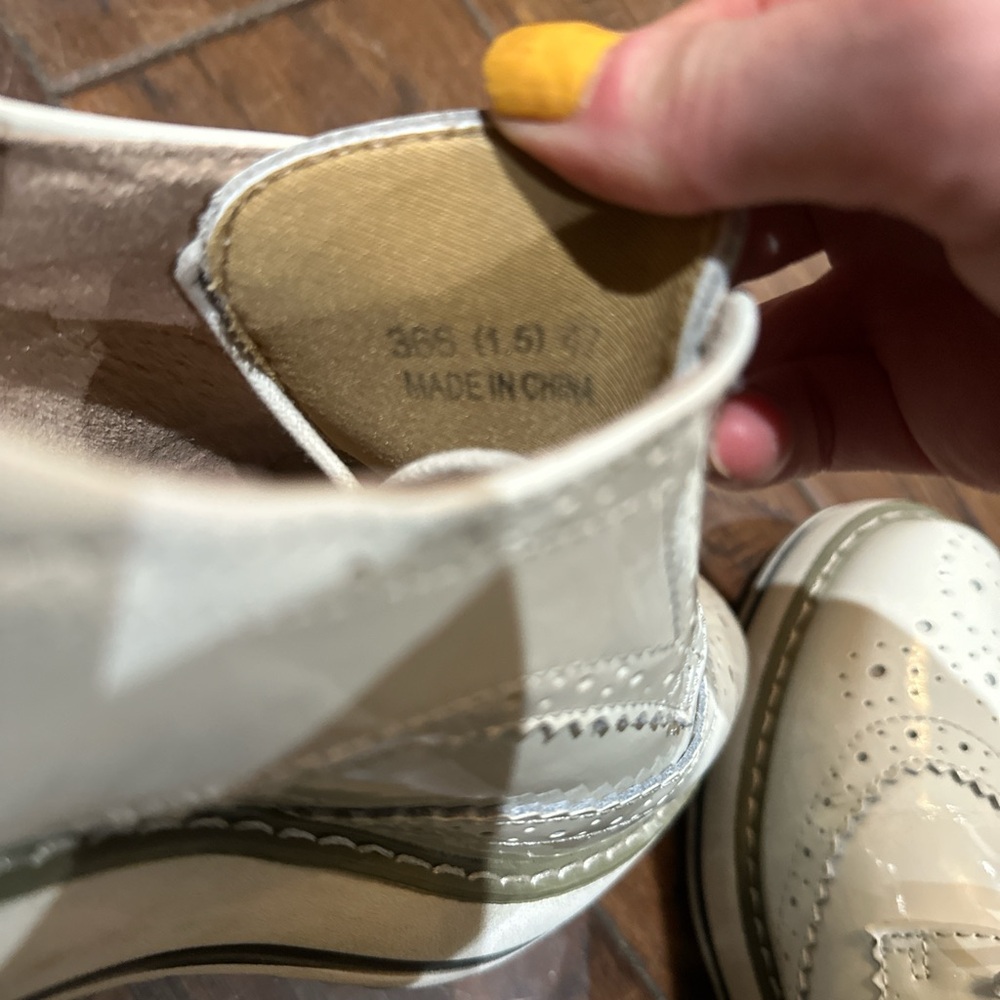 Women's Cream Brogue Loafers - Picture 5 of 6